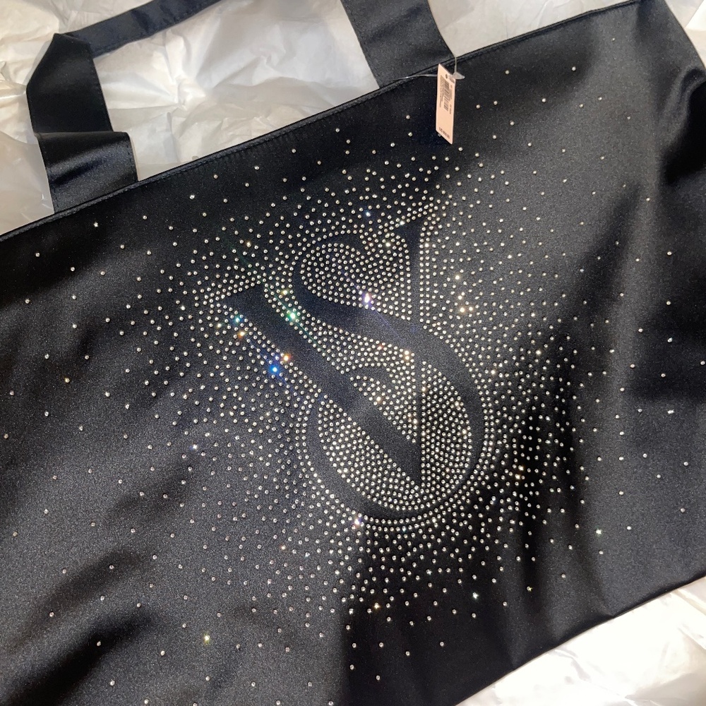 Victoria's Secret 2025 Limited Edition Runway Black Satin Crystal Bead Tote Bag